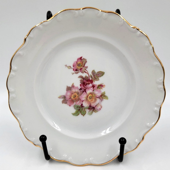 2 Schumann Arzberg Briar Rose Bread Plates 6" Bavaria Germany Gold Trim 1950s - Picture 7 of 10